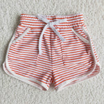 Ivory and Orange-y Red Terry Shorts