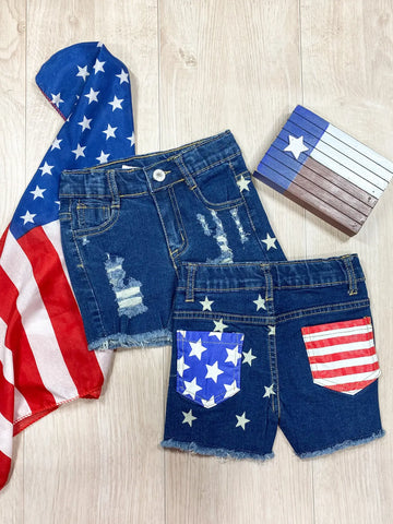 Parade Waves Stars and Stripes Denim Shorts