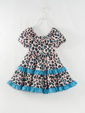 Blue Leopard Butterfly Ruffle Girl Twirl Dress