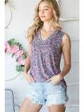 Walking in Fields Grey Floral Tank