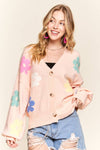 Button Down Floral Cardigan/ BLUSH