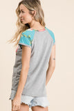 Blooming Perks Mint Floral Pocket Ladies Tee