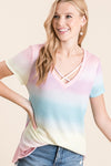 Summer Days Ombre Tie Dye Criss Cross Tee