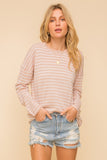 Walk In The Park Lightweight Peach & Ivory Stripe Long Sleeve