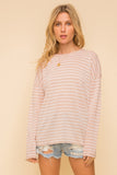 Walk In The Park Lightweight Peach & Ivory Stripe Long Sleeve