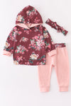 Baby Magic Maroon & Pink Floral 3 PC Set