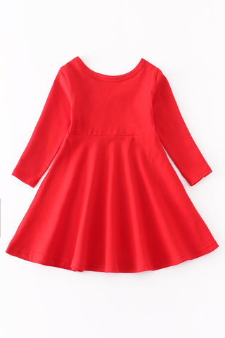 Red Long Sleeve Twirl Dress