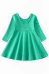 True Green Long Sleeve Twirl Dress