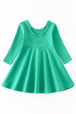 True Green Long Sleeve Twirl Dress