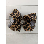 Leopard and Rhinestones Bow