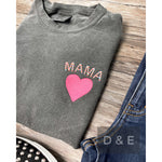 Round of Applause Embroidered Mama Charcoal Tee