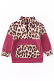 Taking Leaps Maroon Leopard Half Zip