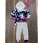 Such A Gem Navy Floral 2PC Baby Set