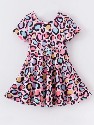 Skip and Jump Leopard Tie Dye Twirl Dress