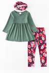 Evergreen Floral 3PC Long Sleeve Set