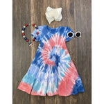 Founded Tie Dye Tiered Twirl Short Sleeve Dress