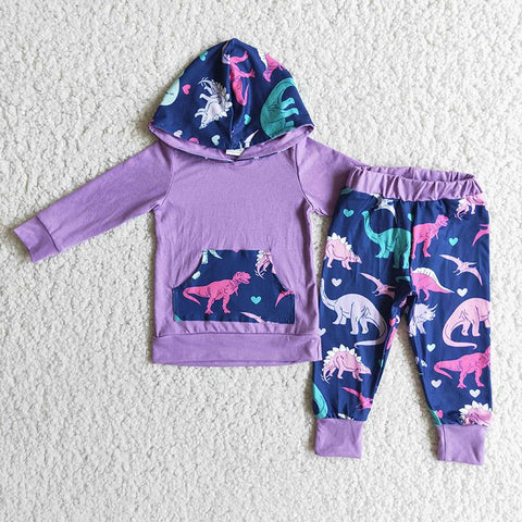 Perfectly Purple Dino Hoodie and Pant Set