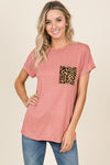 Must Be Fierce Mauve Leopard Pocket Tee