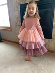 Falling In Love Pink Tri- Colored Tutu Dress