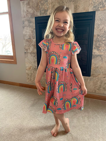 Bright Future Pink Leopard Print Rainbow Dress