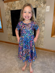 Neon Moon Navy Leopard Print Twirl Dress