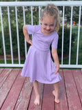 Lilac Love Short Sleeve Twirl Dress