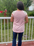 Summer Blooms Raglan Short Sleeve Pink Ladies Tee