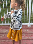 Fall Vibes Ruffle Sleeve Shirt and Mustard Skirt Set