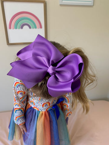 Jumbo 8" Hair Bow  - Purple