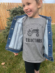 Easy Distracted By Tractors Grey Tee