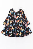 Look To The Sky Rainbow Butterfly Long Sleeve Dress