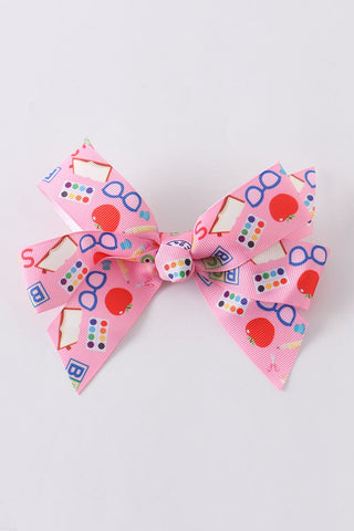 Back to School Pink Hair Bow