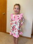 Bloom Baby Bloom Pink Floral Ruffle Dress