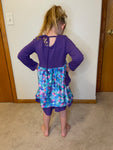 Follow The Magic Mermaid Print Purple Long Sleeve Dress