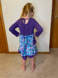 Follow The Magic Mermaid Print Purple Long Sleeve Dress