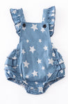 Blue Star In The Sky Chambray Baby Romper