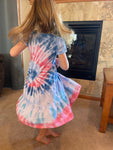 Founded Tie Dye Tiered Twirl Short Sleeve Dress