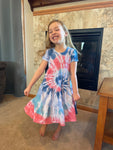 Founded Tie Dye Tiered Twirl Short Sleeve Dress