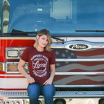 Support Your Local Firefighters In Deep Red Graphic Tee